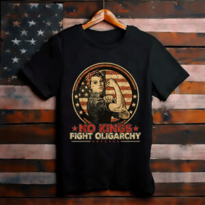 Vintage No Kings Fight Oligarchy America Flag Women Girls T-Shirt